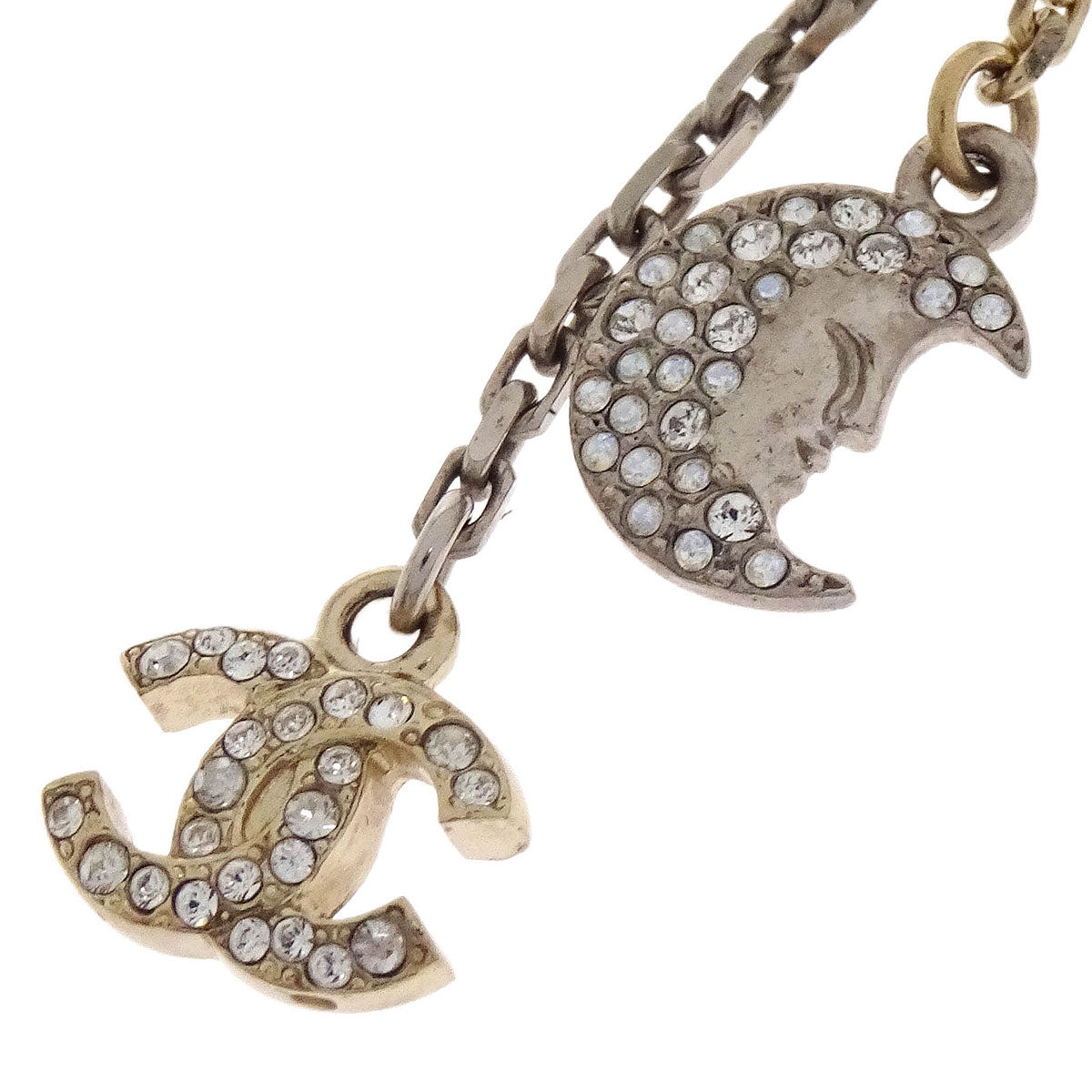 Chanel Star CC Moon Dangle Piercing Earrings Silver Rhinestone 17B