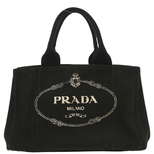 Prada Black Canvas Canapa Tote Handbag
