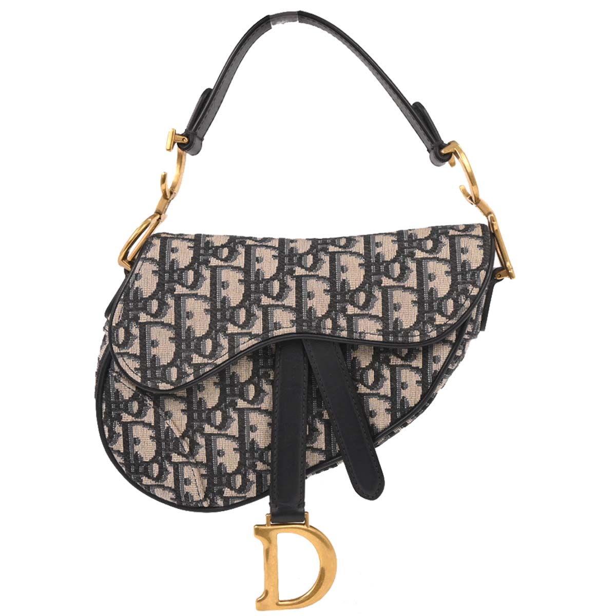 Christian Dior Navy Beige Trotter Saddle Handbag