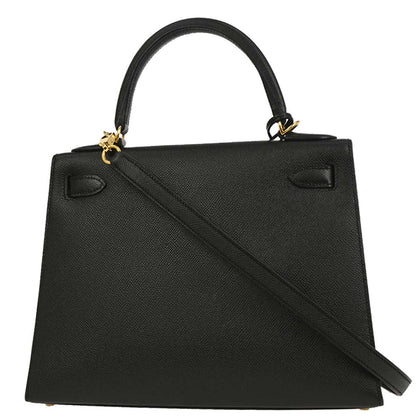 Hermes Black Epsom Kelly 28 Sellier 2way Shoulder Handbag