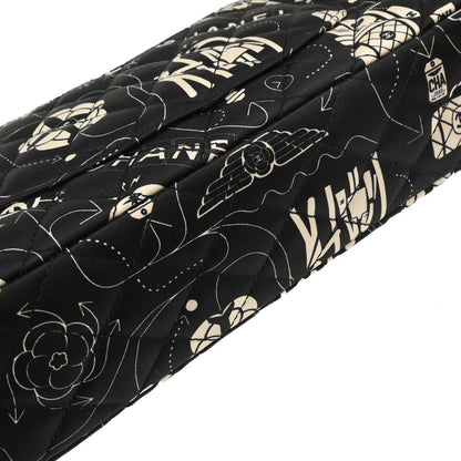 Chanel 2016-2017 Black Satin Airline Medium Classic Double Flap Shoulder Bag