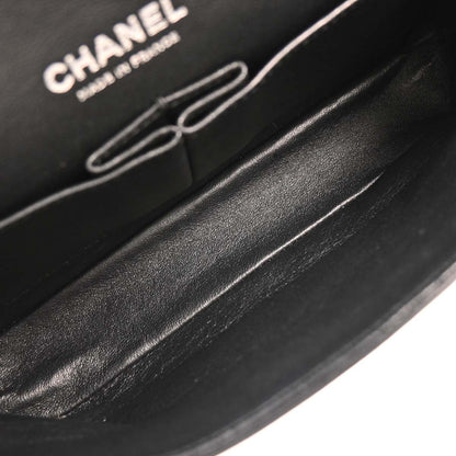 Chanel 2016-2017 Black Satin Airline Medium Classic Double Flap Shoulder Bag