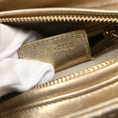 Christian Dior Gold Lambskin Medium Lady Dior Cannage 2way Shoulder Handbag