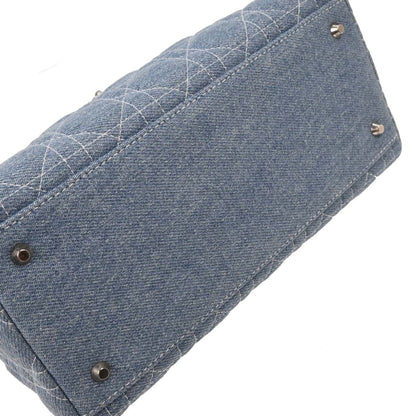 Christian Dior Light Blue Denim Medium Lady Dior Cannage 2way Shoulder Handbag