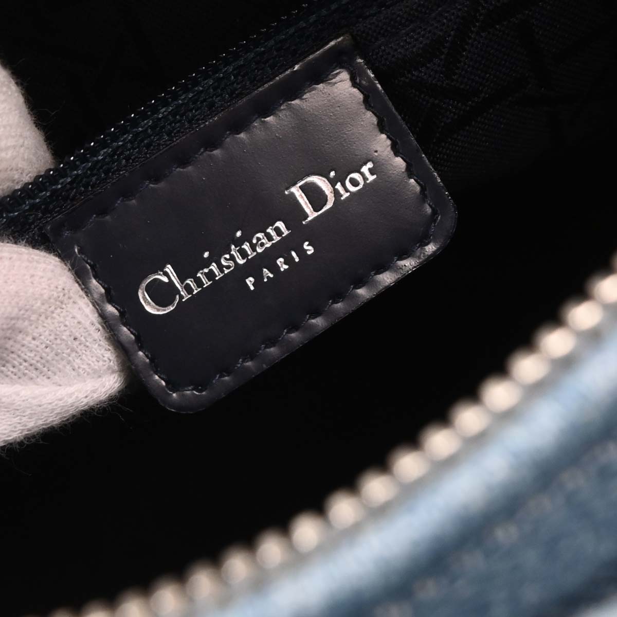 Christian Dior Light Blue Denim Medium Lady Dior Cannage 2way Shoulder Handbag