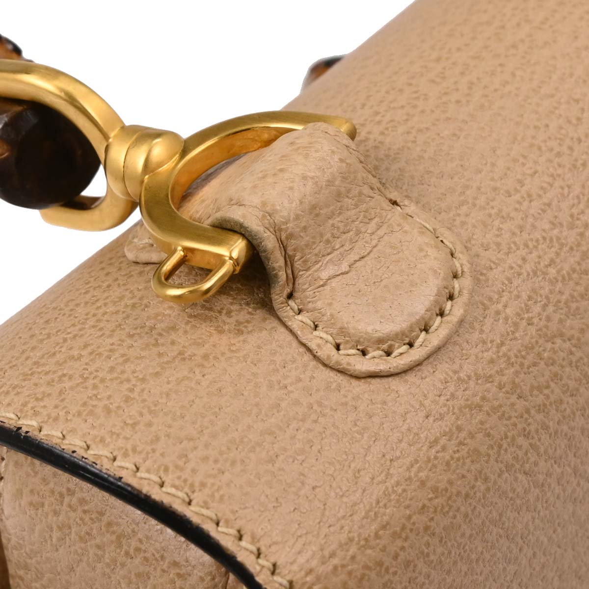 Gucci Beige Pigskin Bamboo 2way Shoulder Handbag