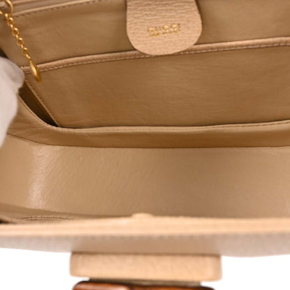 Gucci Beige Pigskin Bamboo 2way Shoulder Handbag