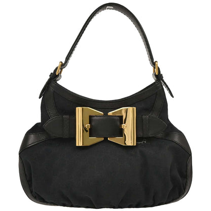 Gucci Black Canvas GG Queen Hobo Handbag