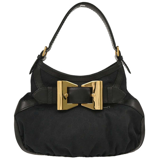 Gucci Black Canvas GG Queen Hobo Handbag