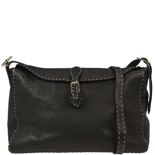 Fendi Black Leather Selleria Shoulder Bag