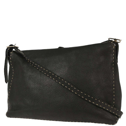 Fendi Black Leather Selleria Shoulder Bag