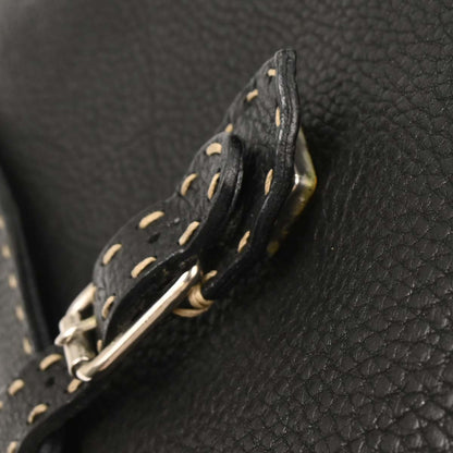 Fendi Black Leather Selleria Shoulder Bag