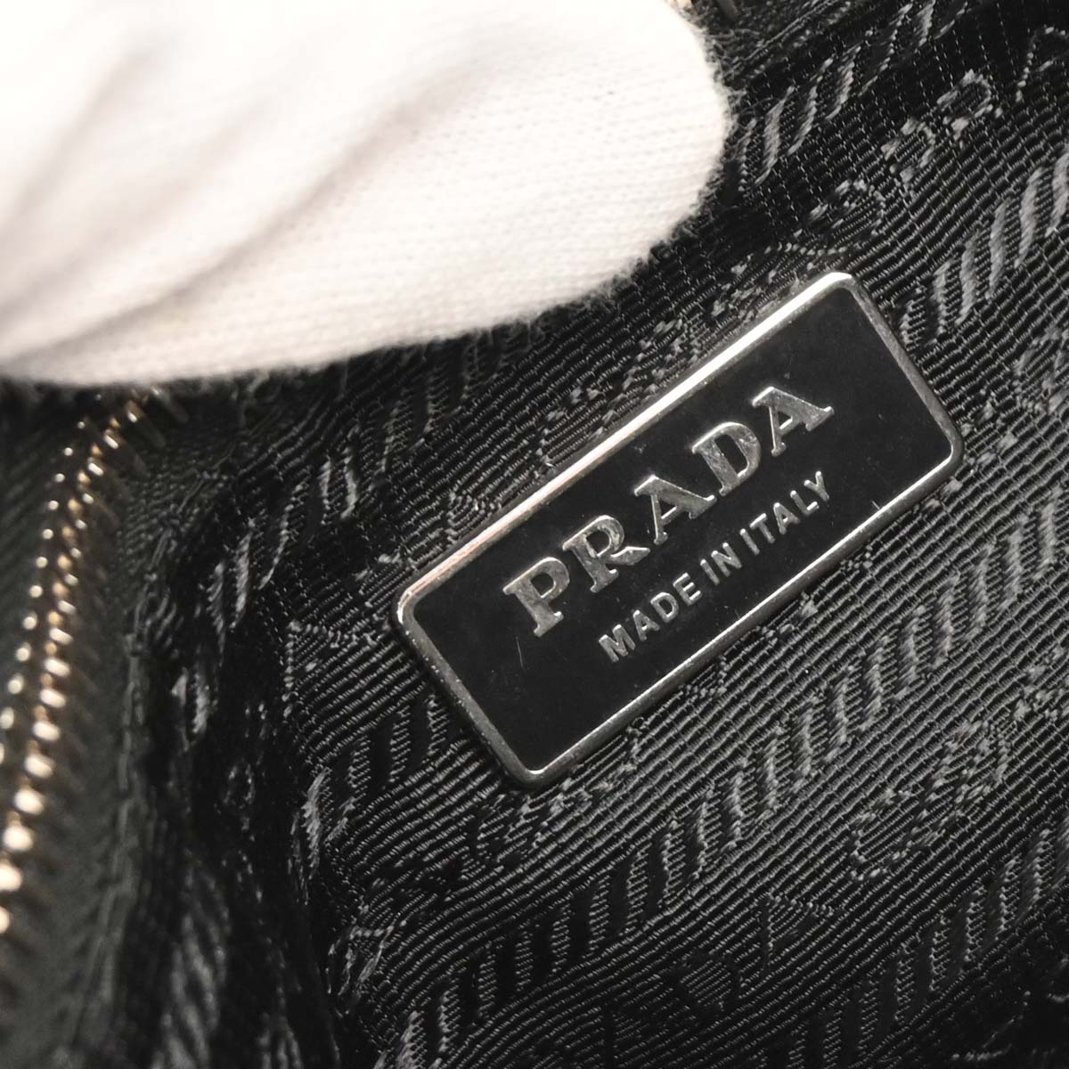 Prada Black Nylon Leather Studded Buckle Handbag