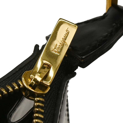 Salvatore Ferragamo Black Leather Gancini Handbag