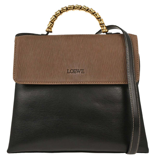 Loewe Black Brown Leather Velazquez 2way Shoulder Handbag