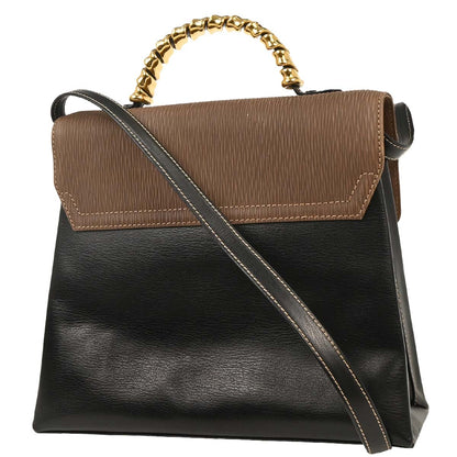 Loewe Black Brown Leather Velazquez 2way Shoulder Handbag