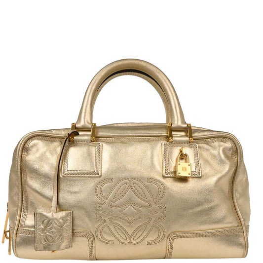 Loewe Metallic Gold Leather Amazona 28 Handbag