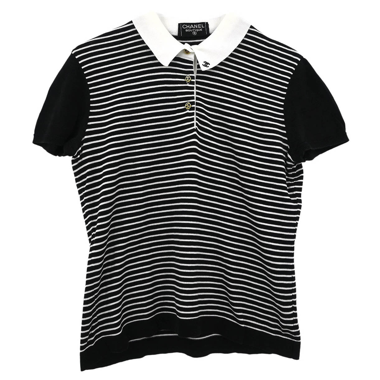 Chanel Short Sleeve Polo Shirt Top Black #42