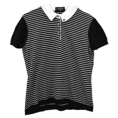 Chanel Short Sleeve Polo Shirt Top Black #42
