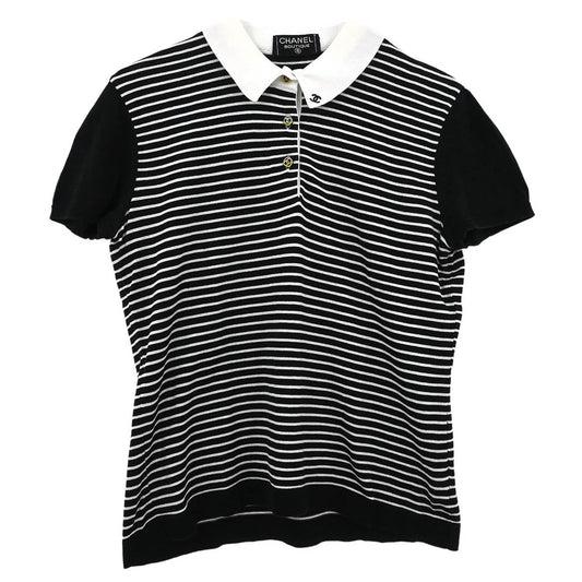 Chanel Short Sleeve Polo Shirt Top Black #42