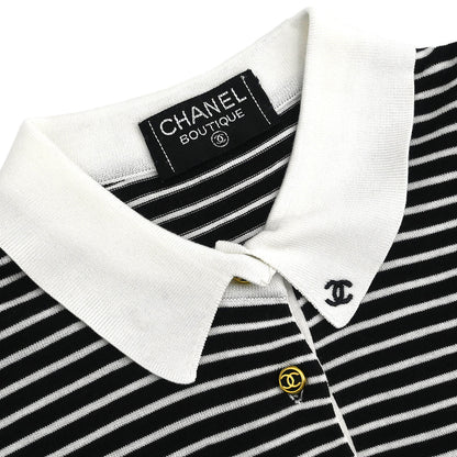 Chanel Short Sleeve Polo Shirt Top Black #42