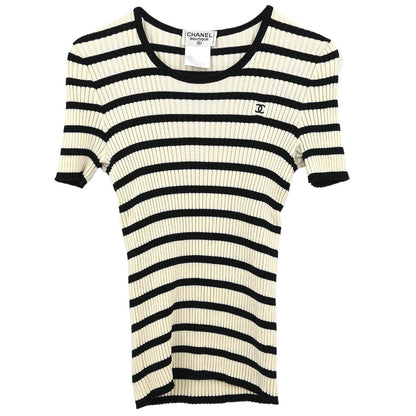 Chanel 1998 Short Sleeve Top White #40