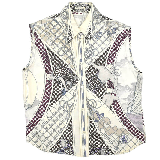 Hermes Sleeveless Shirt Top White #36