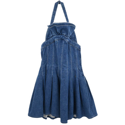 Chanel 2007 Denim Halter Dress Indigo #36