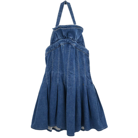 Chanel 2007 Denim Halter Dress Indigo #36