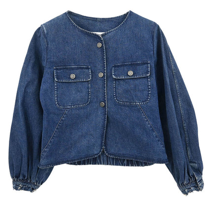 Chanel 2006 Collarless Denim Jacket Indigo #36