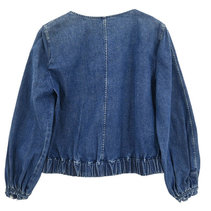 Chanel 2006 Collarless Denim Jacket Indigo #36