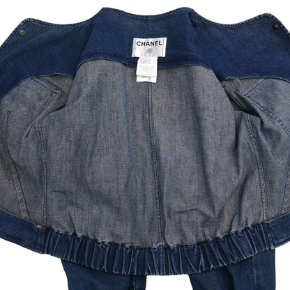 Chanel 2006 Collarless Denim Jacket Indigo #36