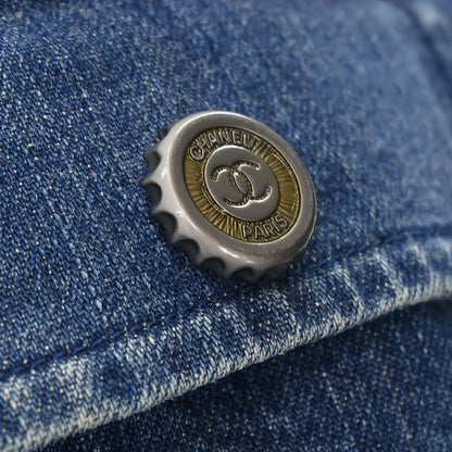 Chanel 2006 Collarless Denim Jacket Indigo #36