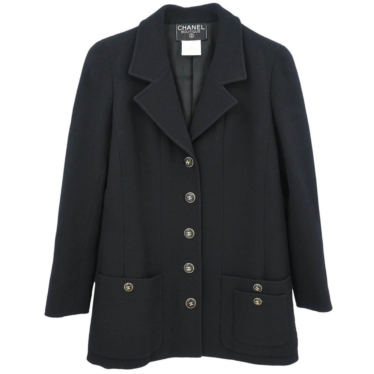 CHANEL テーラードジャケット ブラック 38 Chanel 1995 Single Breasted Jacket Black #38 – AMORE Vintage Tokyo