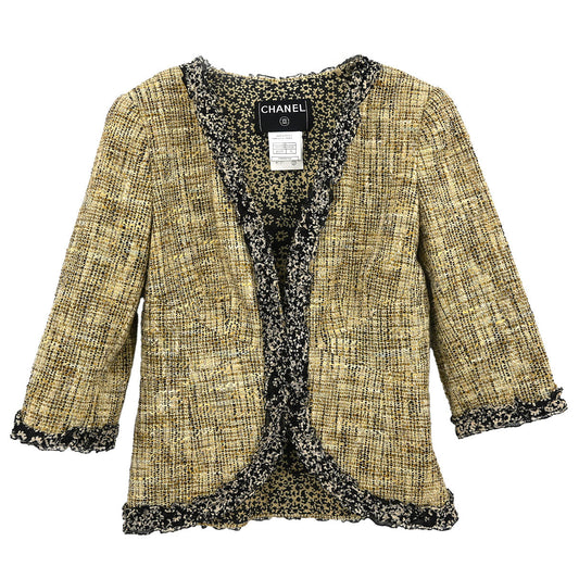 Chanel 2003 Collarless Jacket Beige #36
