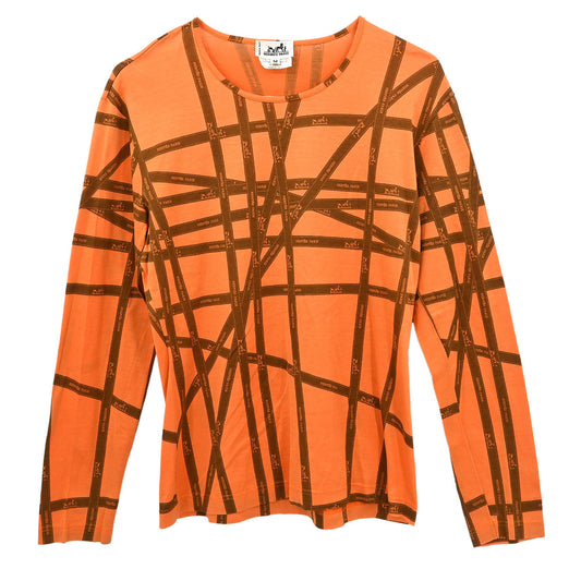 Hermes Long Sleeve T-shirt Top Orange #M
