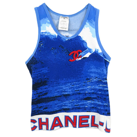 Chanel 2002 Surf Line Sleeveless Tank Top Blue #40