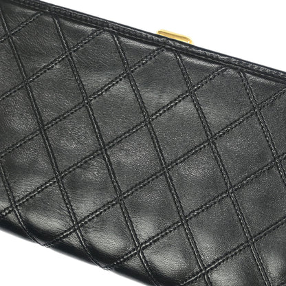 Chanel 1996-1997 Black Lambskin Bicolore Long Wallet Purse