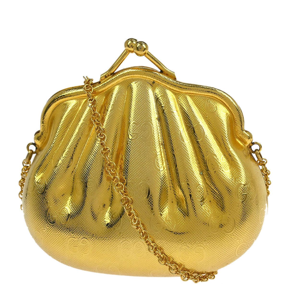Gucci Gold Metal GG Pouch Chain Shoulder Bag