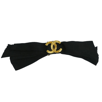 Chanel Bow Hair Barrette Black Satin Hair Accessories
