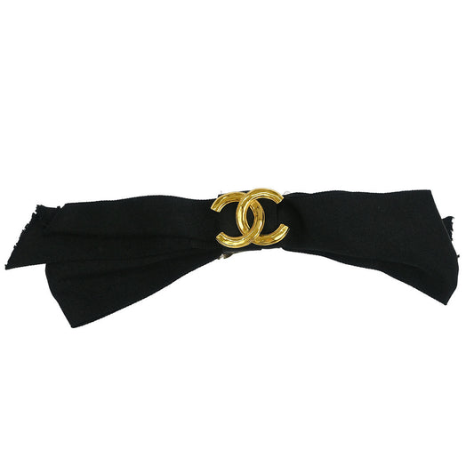 Chanel Bow Hair Barrette Black Satin Hair Accessories