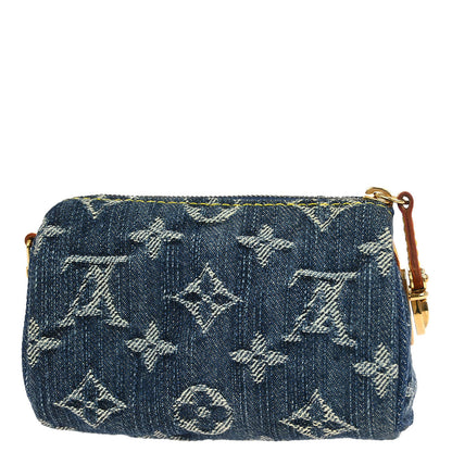 Louis Vuitton 2006 Blue Monogram Denim Trousse Speedy PM Pouch M95082