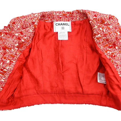 Chanel 2001 Setup Suit Jacket Skirt Red #34