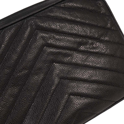 Chanel 1991-1994 Black Caviar Chevron Camera Bag Small