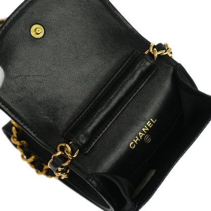 Chanel 1997-1999 Black Caviar Chain Shoulder Bag Pochette Case
