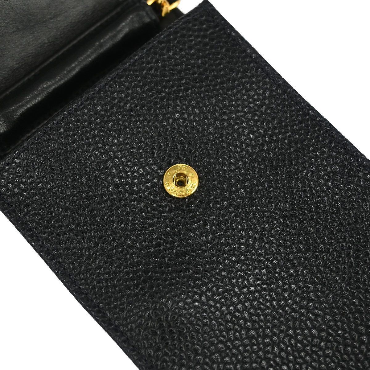 Chanel 1997-1999 Black Caviar Chain Shoulder Bag Pochette Case
