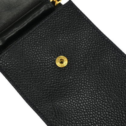Chanel 1997-1999 Black Caviar Chain Shoulder Bag Pochette Case