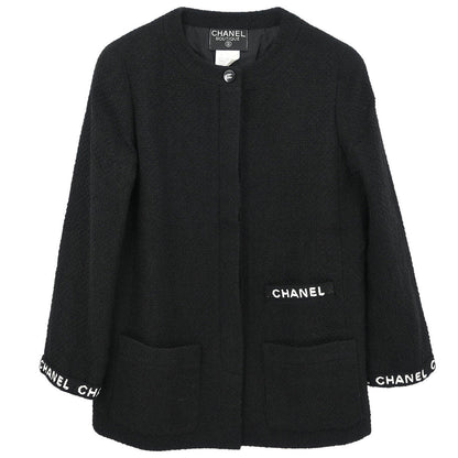 Chanel 1995 Single Breasted Collarless Jacket Black #40