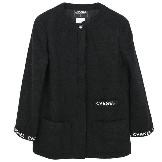 Chanel 1995 Single Breasted Collarless Jacket Black #40