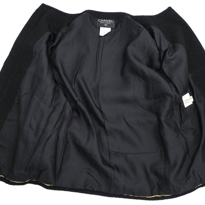 Chanel 1995 Single Breasted Collarless Jacket Black #40